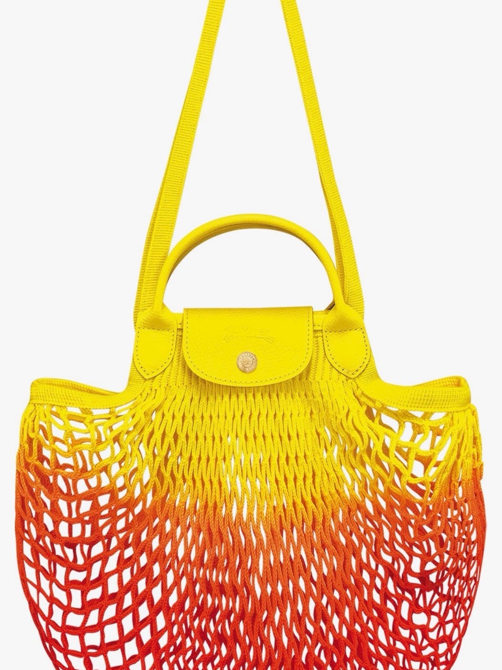 Longchamp Yellow to Orange Ombre Mesh Tote
